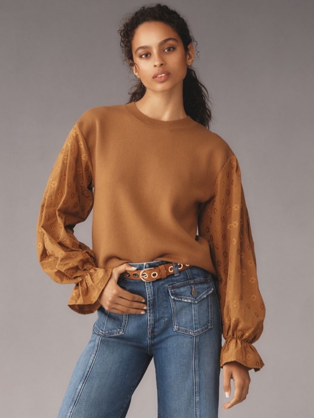 Anthropologie Puff-Sleeve Sweater